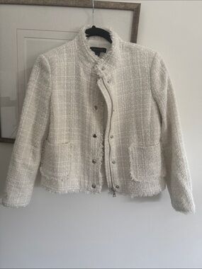 Ann Taylor Cream Tweed Blazer size 0
